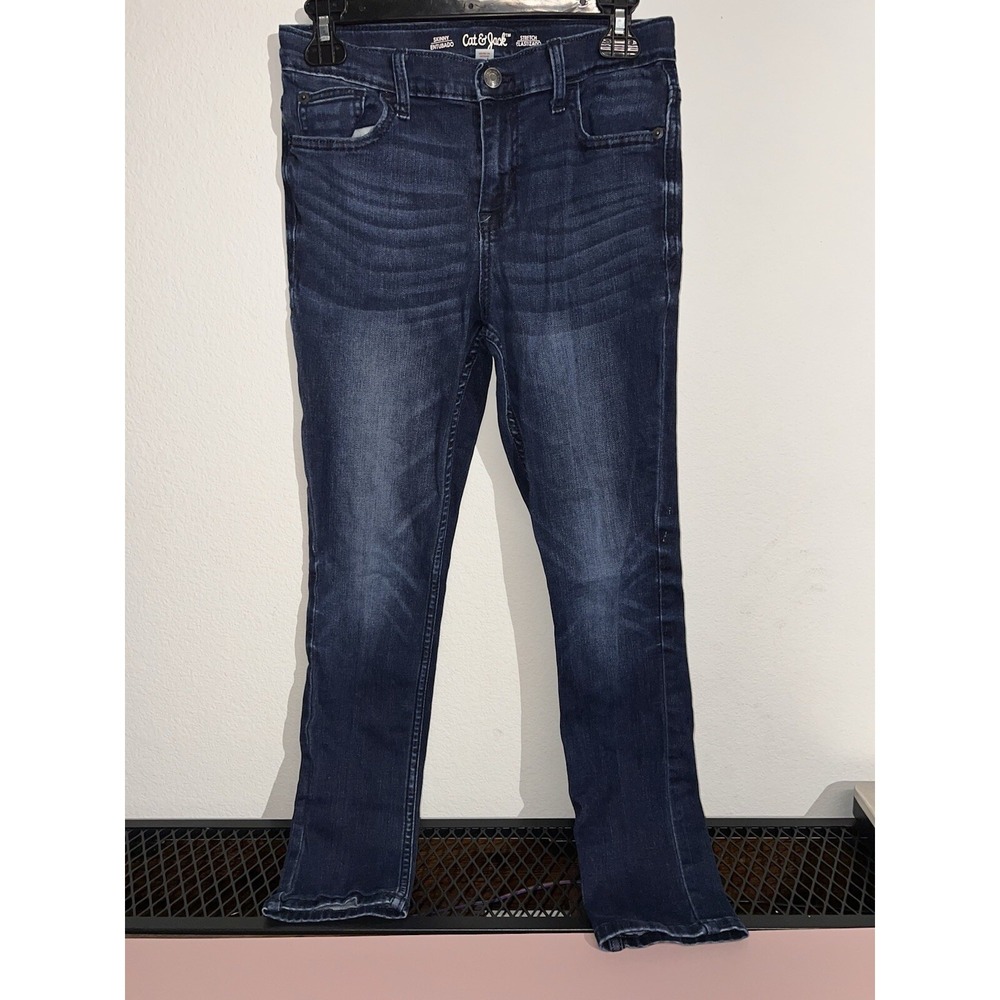 Cat And Jack Boys Size 14 Jeans Skinny/Stretch/Adjustable Straps/ Faded/ Spandex